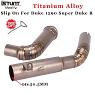 For KTM 1290 Super Duke R Motorcycle Full Exhaust Escape Modified Titanium Alloy Slip On Middle Link Pipe 51mm Without M