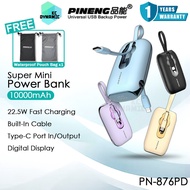 Pineng PN-876 10000mAh Powerbank Fast Charging Power Bank Built in Cable Bank Kuasa Pineng PowerBank