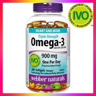 Webber Naturals - 三倍強效奧米茄3魚油 Omega-3 (900 毫克 EPA / DHA) 200 粒軟膠囊 心腦血管關節健康補腦 (效期: 03/2028*)