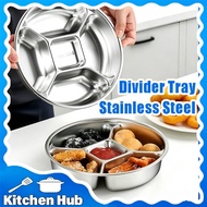 Stainless Steel Divided Plate Side Dish Food Grade Preparation Plate Tray Food Cafeteria Canteen Mam