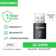 Rocoren AC650M Bluetooth 2-in-1 USB Wireless Receiver Adapter Network 2.4G/5Ghz 650Mbps Mini Pocket 