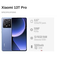 Used Xiaomi 13T Pro 6.67"(12GB + 512GB || 16GB+1TB ) – Original Xiaomi Malaysia Set