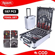 REAIM 187Pcs Tool Box Set Tools Set For Motorcycle/Car Socket Wrench Set Heavy Duty Tools Set
