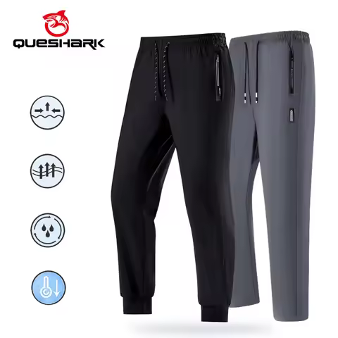 (EUS-2XL)Queshark Men's Ice Silk Cycling Pants Loose Fit High Stretch Nylon Quick Dry Summer Riding 