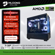 MLOONG Custom Gaming/Office/Design Desktop PC |  R7 7800X3D RX 9060XT 16G 32GB DDR5 1TB SSD