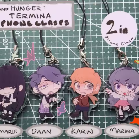 Fear and Hunger: Termina 2in Acrylic Phone Clasps keychain Marina, Karin, Daan, Samarie