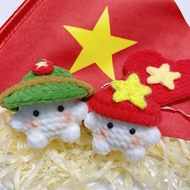 MUSHROOMS BABY WOOL KEYCHAIN WEARING TEAM HAT, VIETNAM FLAG HAT