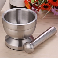 [noels1.sg] Stainless Steel Mortar and Pestle Kitchen Garlic Pugging Pot Pharmacy Bowl