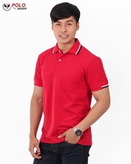 PMK เสื้อโปโล รุ่น Kaneko สีแดง โปโล สีสด รีดง่าย ยับยาก ราคาถูก ชายมีกระเป๋า หญิงไม่มีกระเป๋า