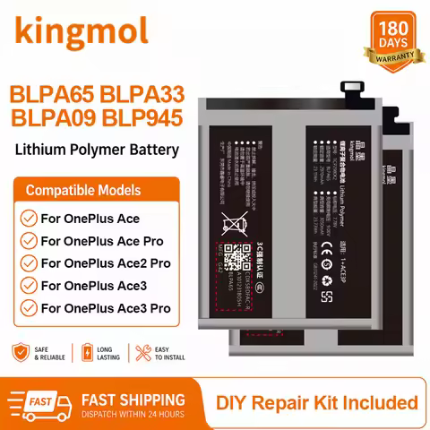 Kingmol BLPA65 BLPA33 Replacement Battery for OnePlus Ace 3 Pro Premium Lithium-ion Batteries BLPA09