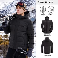 จี๊ป | แจ็คเก็ตผ้าขนแกะทรงสั้นหนาสำหรับผู้ชายของ JEEP ฤดูหนาวปี 2023 อบอุ่นกันหนาว ทรงปกติ ขนเป็ดขาว