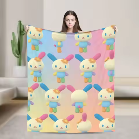 Usahana Cartoon Blanket Super Soft Pattern Plush Throw Blanket For Students Outdoor Flannel Bedsprea