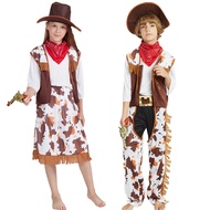 [Ready Stock] Halloween COS Masquerade Costume Children Cowboy Theme Dress Up Western Cowboy Cowboy 