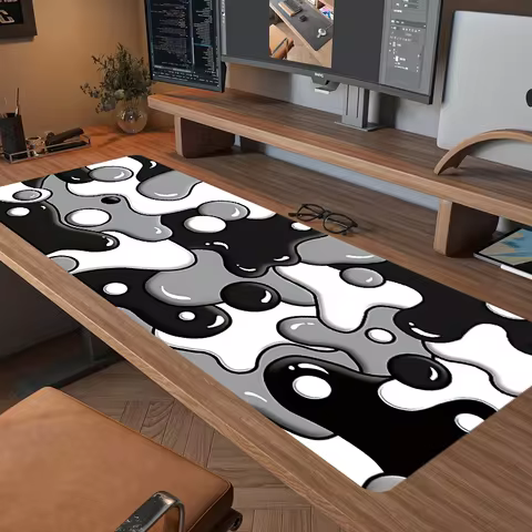 Gray and black electronic sports mouse pad, 31.49 x 11.81 inches, 2mm thick extended rubber lock bas