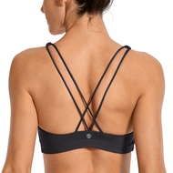 CRZ YOGA Womens Light Support Cross Back Wirefree Removable Cups Yoga Sport Bra