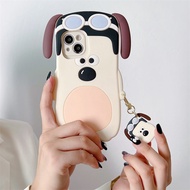 Casing For OPPO A7 A5S A3S A12 A12E A3 A71 A57 A39 Find X5 X6 Pro F11 F9 F7 F5 F1S R17 R15 Phone Case Soft TPU 3D Cute Cartoon Snoopy Anti-falling Silicone Cover With Lanyard
