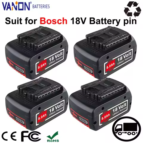 VANON 1/2/4Pack BAT610G 8.0Ah Li-ion Battery 18V Replace for Bosch BAT609 BAT622 BAT618G BAT619 Cord