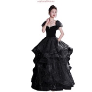 Banquet Black Off Shoulder Sequins Glitter Evening Dress For Women 2024 Luxury High-End New Glamorou