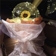 向日葵氣球 花束 發光 裝錢 情人節 告白 節日慶祝 氣球 絲花球  可裝錢