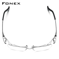 FONEX ไทเทเนียมแว่นตากรอบผู้ชาย2022ใหม่กึ่งไม่มีขอบสแควร์แว่นตาครึ่งกรอบแสงแว่นตา F85709