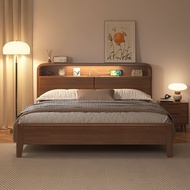 [SG SELLER ]️ Nordic Walnut Wooden Bed Frame Storage Bed Frame Solid Wood Bed Frame Super Single/Queen/King Size Bed Frame Bed Frame With Mattress