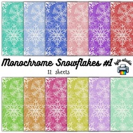12 Sheets Monochrome Snowflakes 1 | byte studio | Cardstock Craft Paper Journal Stationery
