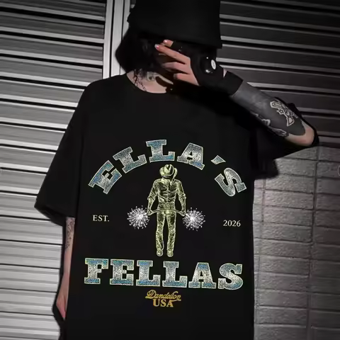 2026 Summer Fashion Trendy Vintage Top Ella Langley Ella's Fellas T-shirt Man Woman Harajuku Short S