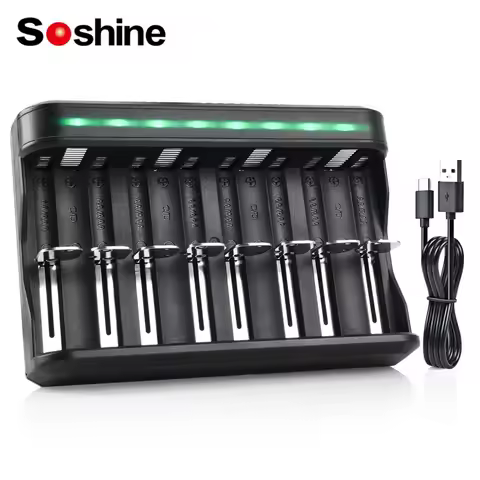 Soshine 8 Slot LCD Ni-MH Battery Charger for AAA AA SC C D Ni-MH or Ni-Cd Rechargeable Batteries Cha