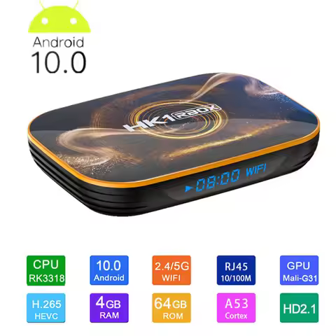 HK1 Rbox Tv Box 4GB RAM 64GB ROM Rockchip Rk3318 2.4 5G 4k Wifi BT4.0 Google Play Youtube Android 10