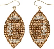 Brown Rugby Earring for Women Sparkly Imitation Cubic Zirconia Cool Punk Drop Dangle Earrings Soccer