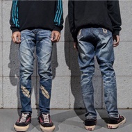 Size 28 Longpants Jeans 2Weeks Blue Washed Falling Skull Skinny CJ86A