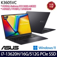 《ASUS 華碩》 K3605VC-0182K13620H(16吋WUXGA/i7-13620H/16G/512G SSD/RTX3050/Win11/二年保)