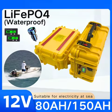 12v 150AH 80Ah LiFePO4 Battery 12.8V Multifunctional Portable suitcase Camp Inverter Car lighter Bat