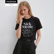 [NICK&amp;NICOLE] NICOLE NARCISSUS FLOWER CROP TEE_BLACK