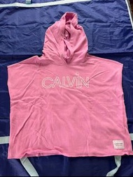 Calvin Klein LOGO無袖短版帽T  粉色 女款L全新1160含運店到店