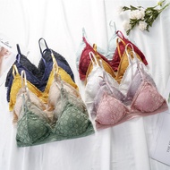3K2J 【 38/85AB----32/70AB 】Wireless Bra Sexy Lace Beauty Back Suit Underwear Two-piece Set Gather Se