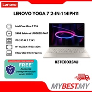 [🎁FREE 1Y ADP] LENOVO Yoga 7 2-in-1 14IPH11 83TC003SMJ Laptop (14" OLED / Intel Core Ultra 7 / 24GB 