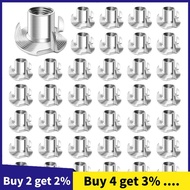 100pcs 1/4-20 Nuts, 4  T-Nuts Threaded Nuts 1/4-20 Inch for Woodworking, Furniture, Rock Climbing Ho