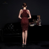 Prom Dresses Halter Beading Prom Dress Sequin Mermaid Short