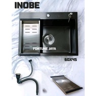 BLACK Stainless Steel KITCHEN SINK Set 1 Hole BLACK INOBE 6045 BLACK Stainless Steel KITCHEN SINK Se