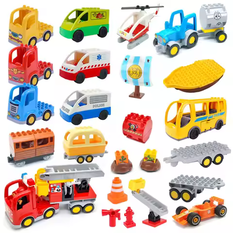 Airplane Police Car Big Building Blocks Vehicle Fire Truck Ambulance Accessory Compatible Original B