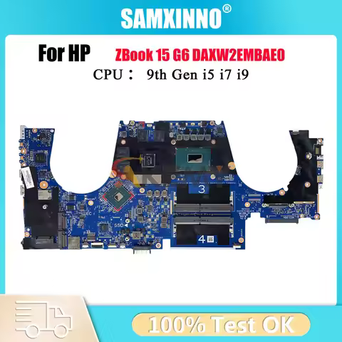 DAXW2EMBAE0 Laptop Motherboard For HP ZBook 15 G6 With i5 i7 i9 CPU T1000 T2000 4GB GPU L68825-601 L