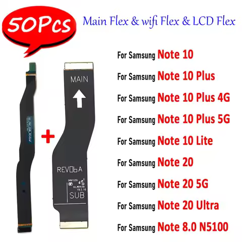 50Pcs，NEW Main FPC LCD Display Connect WIFI Mainboard Flex Cable Ribbon For Samsung Note 10 Lite 20 