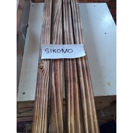 Shaved and burnt Dutch teak wood H 1.5cm x W 4cm x P 120cm, P 110cm, P100cm