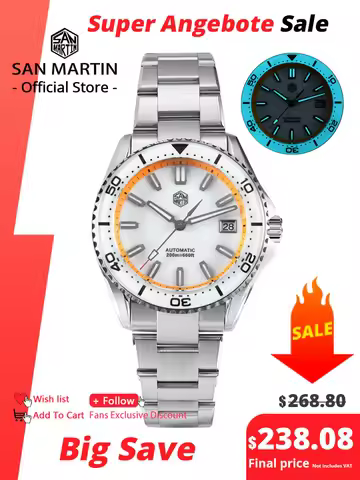 San Martin 2025 New Enamel Dial Full Luminous 39mm Dive Watch Luxury Men Watch NH35 Automatic Mechan