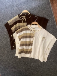 nuha vest rompi crop wanita kancing samping bahan rajut premium tebal