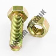 Baut 6 x 20 mm 2 cm Baud Mur Kuning Hex Hexagonal Bolt Nut kunci 10