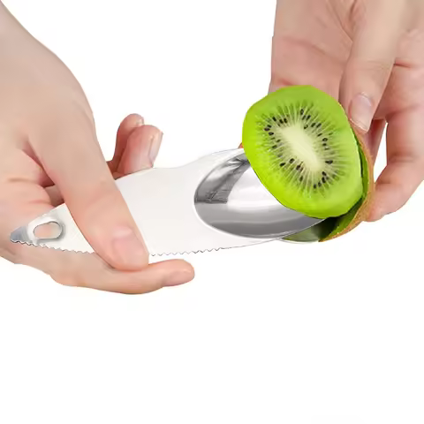 Stainless Steel Kiwi Blade Kiwifruit Cut Spoon Peeling Dig Spoon Serrated Blade for Shop Kitchen Hom
