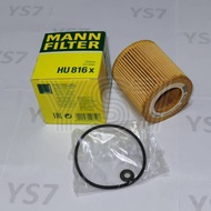 Original MANN HU816X Oil Filter for BMW N52 N53 N54 N55 6 cylinder engine 323i 325i 523i 525i 528i 5