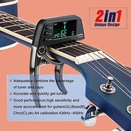 New Guitar Capo 2 In 1 Guitar Tuner For Bass Acoustic Electric Guitar Chromatic Professional Change Key Guitar Bass Accessories quhua